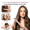 2 i 1 hårrätare och curler keramisk platt järnhår crimper lcd hår rätning curling järnkorrugering hårvävar 240118