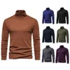 New Men's High Necked Plush Solid Color Base Sweater For Spring And Autumn Season, European Basic Style Pullover Hoodie