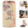 Storage Bottles 2 Pcs Tea Candy Jar Canister With Lid Black Leaves Tinplate Holder Airtight Container Metal Small Tins