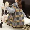 Women's Jackets Fat Mm Medium Length Cow Horn Button Sweater Cardigan Retro Plaid 2024 Autumn/Winter Loose Coat Commuting WLF