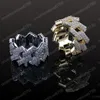 Anello Hiphop Ice Out color oro bianco giallo per uomo Bling Cubic Zirconia Gioielli Hip Hop da uomo Placcato in oro argento Cluster Rin242k