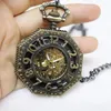 Taschenuhren Luxus Bronze Mechanische Uhr Für Männer Frauen Hohl Große Zahl Steampunk Fall Zifferblatt Fob Kette Anhänger Uhr Dropship