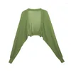 Kvinnors stickor helt matchande batwing hylsa is silktröja ihålig ut kofta kläder kort sommarsolskydd skjorta tunn kappa