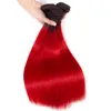 Ombre 1B/red Brazilian Straight Human Remy Virgin Hair Weaves 100g/bundle Double Wefts 3Bundles/lot