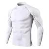 Jaquetas de corrida masculinas meia alta pescoço ciclismo manga comprida pro fitness esportes correndo camiseta elástica secagem rápida em pé colarinho com capuz