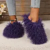 Livraison gratuite Designer Platform Plush Slides Pantoufles Hommes Femme Gardez au chaud avec peluche Léger Grande taille super semelles Sandales d'hiver plates 36-49