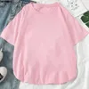 Женская футболка Hipster Женская мода Бело-Розовая футболка с коротким рукавом 2022 Весенне-летняя футболка Женская одежда Топы Футболки Футболка Femme 240130
