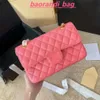 Borsa a mano trapuntata rettangolare mini patta classica da donna in pelle di vitello caviale tipi di borsa a tracolla a tracolla con catena matelasse color oro antico e argento