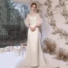 Casual Dresses Women's Long Sleeve Backless kjol Axless Maxi Satin Gaze White Korean Style Wedding Party