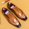 Italien Wing-Tip Brogue Style Oxford Herrenkleid Business Echtes Leder Schwarz Braun Lace Up Hochzeit formelle Schuhe für Männer