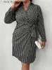 Grundläggande casual klänningar Polyester V-Neck Womens Elegant and Beautiful Retro Polka Dot Long Sleeved Formella tillfällen Plus Size Summer Dress 2023 J240130