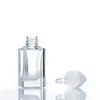 Clear Square Glass Droper Bottle Essential Oil Parfume Bottle 15 ml med vit/svart/guld/silverlock Kormw Ucsnh