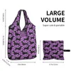 Shopping Bags Dachshunds Purple Women's Casual Shoulder Bag Large Capacity Tote Portable Storage Foldable Handbags