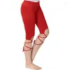 Stage Wear Spandex Stretch Leggingi Capri Pants z krzyżowymi sznurowadłami Akcesoria do tańca tańca
