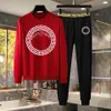 women and men designer two piece set fashion Cartoon printing Round neck long sleeves pullover+ high quality boy trousers Jan 30