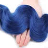 Ombre 1B/Blue Brazilian Body Wave Human Remy Virgin Hair Weaves 100g/bundle Double Wefts 3Bundles/lot