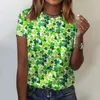 Women's T Shirts Shirt Clover 3D Print Tshirt Women Fashion V-Neck T-Shirts Kort ärm Tops Tees St Patricks Day Camisetas