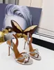 Sandales Europe et Amérique 2024 Summer Pointy Open-Toe Stiletto Chaussures Strass Bow Tie Back Strap Femmes