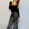 The New Women's Fashion Trendy Sparkling Gold Pants Relaxation of Tall Waist Wide-legged Pants Women's South Korean Style Pants
