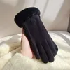 Gants à cinq doigts pour femmes hiver chaud équitation version coréenne avec polaire épaissie coupe-vent écran tactile hiver daim velours étudiant cadeau YY