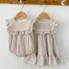 Girl Dresses Sisters Clothes Kids Party Dress Toddler Baby Romper Sleeveless Cotton Stripe Summer Girls Princess Korean Style