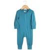 Clothing Sets 2024 Baby Long Sleeve T-shirt Romper Round Neck Pure Color Boy Top Clothes And Shorts Green Blue Girls Bamboo Pajamas