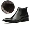 Zapatos formales de tobillo para hombre, botas de oficina para hombre con punta estrecha de cuero genuino, color negro, con cremallera