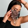 2020 Strass Tassel Splicing Jóias Máscara Moda Sexy Glitter Mulheres Diamante Crytal Facemask Party Show Boca Máscara Casamento Q0813206