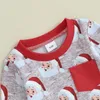 Kleidungssets 2024-09-04 Lioraitiin 0-3y Kleinkind Junge Weihnachtskleidung Set Cartoon Santa Long Sleeve Sweatshirt Tops Hose Herbstoutfits