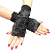 Fem fingrar handskar 1pair svart rippade hål fingerlösa gotiska punk halloween cosplay party kläd upp tillbehör shabby-stil arm 2660