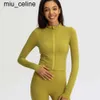 Novità Giacca da yoga da donna a maniche lunghe Giacca con zip intera Cardigan Tinta unita Sport nudo Modellatura Vita attillata Fitness Corto Allentato Jogging Abbigliamento sportivo Abbigliamento yoga