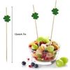 Forks 100Pcs St Patrick's Day Clover Cocktail Picks Green Shamrock Handmade Bamboo Toothpicks For Irish Party Supplies