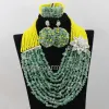 Cloisonne Fantastische gelbgrüne nigerianische Perlen Brautkostüm Schmuck Set Lady Stones Hochzeit Schmuck Halskette Set kostenlos Versand Wa291