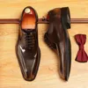 Chaussures habillées British Oxford Hommes Cuir Business Fait à la main Bright Face Mariage Cowhide Pointu