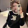 2024SS vrouwen breien top designer trui mode hot rhinestone wilg studs letter grafische lange mouw truien ronde nek pullover gebreide kleding