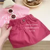 Kläder set sommarrosa små flickor barn sätter två 2 -stycken topp kjolar babykläder barn födelsedag kläder för kvinnor