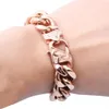 Xmas Gift Fashion 12 15MM Stainless Steel Rose Gold Color Cuban Curb Chain Mens Womens Bracelet Bangle Jewelry 7 -11 Ha266W