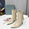 2024 New Shoes 10A Luxury Designer Niki Liz Ankle Boots Pointed Block Cone Heel 8.5cm Women Designer Leather Sole Suede Cold Boots High Heels Size 35-41