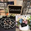 Décoration de fête 20pcs / pack mini tableaux avec support chevalets stand cartes de place petit rectangle petit tableau noir en bois pour anniversaire