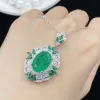 ネックレス2023 New Luxury S925 Silver Tourmaline JewelryセットShine Shazling LabEmerald Necklace Ring Earring for Women Trending Jewelry