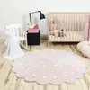Nordic Round Rug Cotton Dots Floor Mat Soft Pink White Carpet Baby Play Area Children Bedroom Pad Kawaii Home Living Room Decor 240127