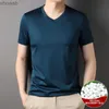 T-shirt da uomo grado superiore 1,7% seta di gelso nuova marca top con scollo a V magliette per uomo estate 2023 manica corta moda casual abbigliamento uomo 240130