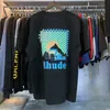 24ss Мужская футболка Tess Designer Rhude Высокое качество Повседневная мода с коротким рукавом Мужчины Женщины Футболки с круглым вырезом Размер США