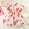 Robes de fille Été Saint Valentin Robe à manches courtes Fashion Party Little Princess Baby Girl Robe Enfant Anniversaire Cadeau Enfants Vêtements 0-4Y