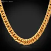 Hela guldkedjan halsband män 18k stämpel 18k real guld pläterad 6mm 55 cm 22 halsband klassisk trottoarkant kubansk kedja hiphop män 321x