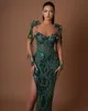 2024 Aso Ebi Sequined Sheath Prom Dress Beaded Crystals High Split Evening Formal Party Second Reception Birthday Engagement Gowns Dresses Robe De Soiree ZJ75