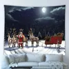 Tapestries Merry Christmas Big Tapestry Cartoon Santa Claus Elk Moon Night Scene Background Wall Hanging Cloth Kid Child Bedroom Home Decor