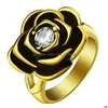 Bagues de bande Femmes Rose Fleur Bague Rouge Cz Pierre Pour Hommes 14K Or Blanc Mode Amour Anneaux De Mariage Anillos Para Las Drop Livraison Jewel Dhgbx