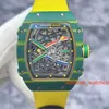 RM Wrist Watch Men Richardmillie Wristwatch RM67-02 Green Red Blue Track NTPT Green Carbon Fiber RM6702