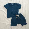 Ensemble de vêtements pour bébés en coton biologique, hauts et shorts décontractés d'été pour garçons et filles, ensemble unisexe pour tout-petits, 2 pièces pour enfants, vêtements pour bébés 240123